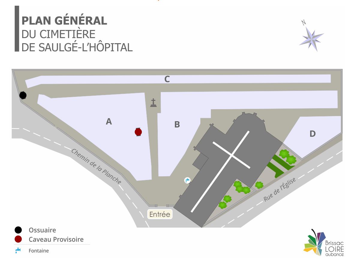 Liste de photographies du cimetière Fiche de présentation de Cimetière de Saulgé-L'Hôpital - Informations et services en ligne - Portail funéraire Citoyen de la commune de BRISSAC LOIRE AUBANCE de la commune de BRISSAC LOIRE AUBANCE