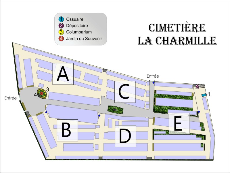 Liste de photographies du cimetière Fiche de présentation de Cimetière La Charmille - Informations et services en ligne - Portail funéraire Citoyen de la ville de COUTRAS de la ville de COUTRAS