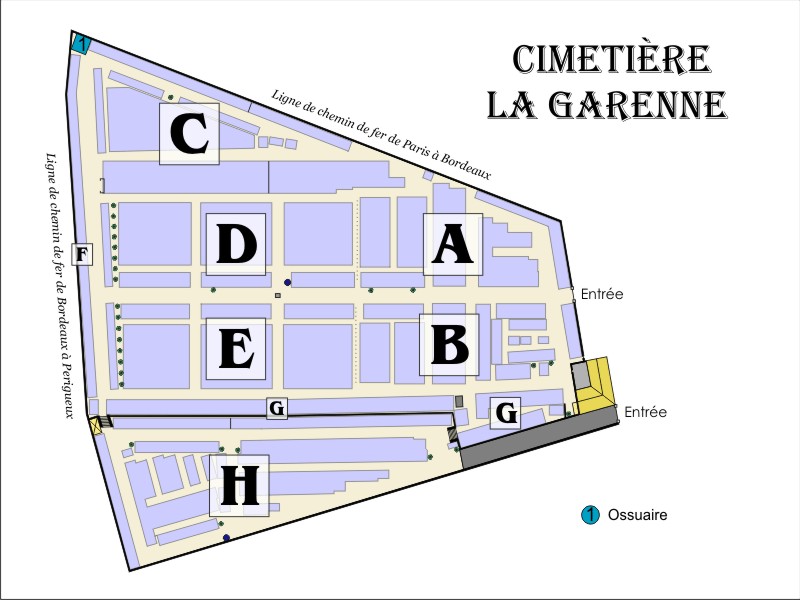 Liste de photographies du cimetière Fiche de présentation de Cimetière La Garenne - Informations et services en ligne - Portail funéraire Citoyen de la ville de COUTRAS de la ville de COUTRAS