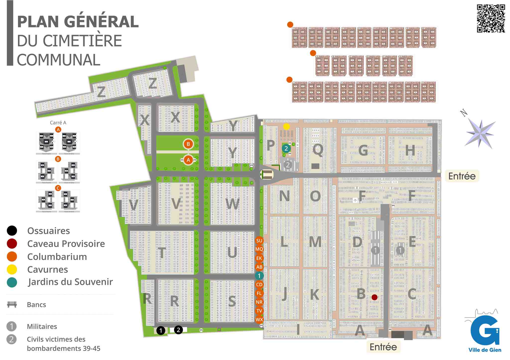 Liste de photographies du cimetière Fiche de présentation de Cimetière Communal - Informations et services en ligne - Portail funéraire Citoyen de la ville de GIEN de la ville de GIEN