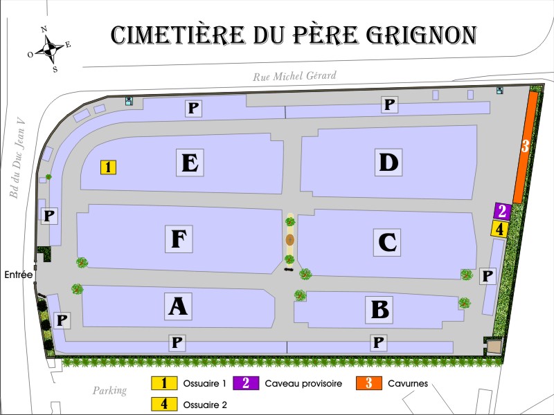 Liste de photographies du cimetière Fiche de présentation de Cimetière du Père Grignon - Informations et services en ligne - Portail funéraire Citoyen de la ville de PACE de la ville de PACE