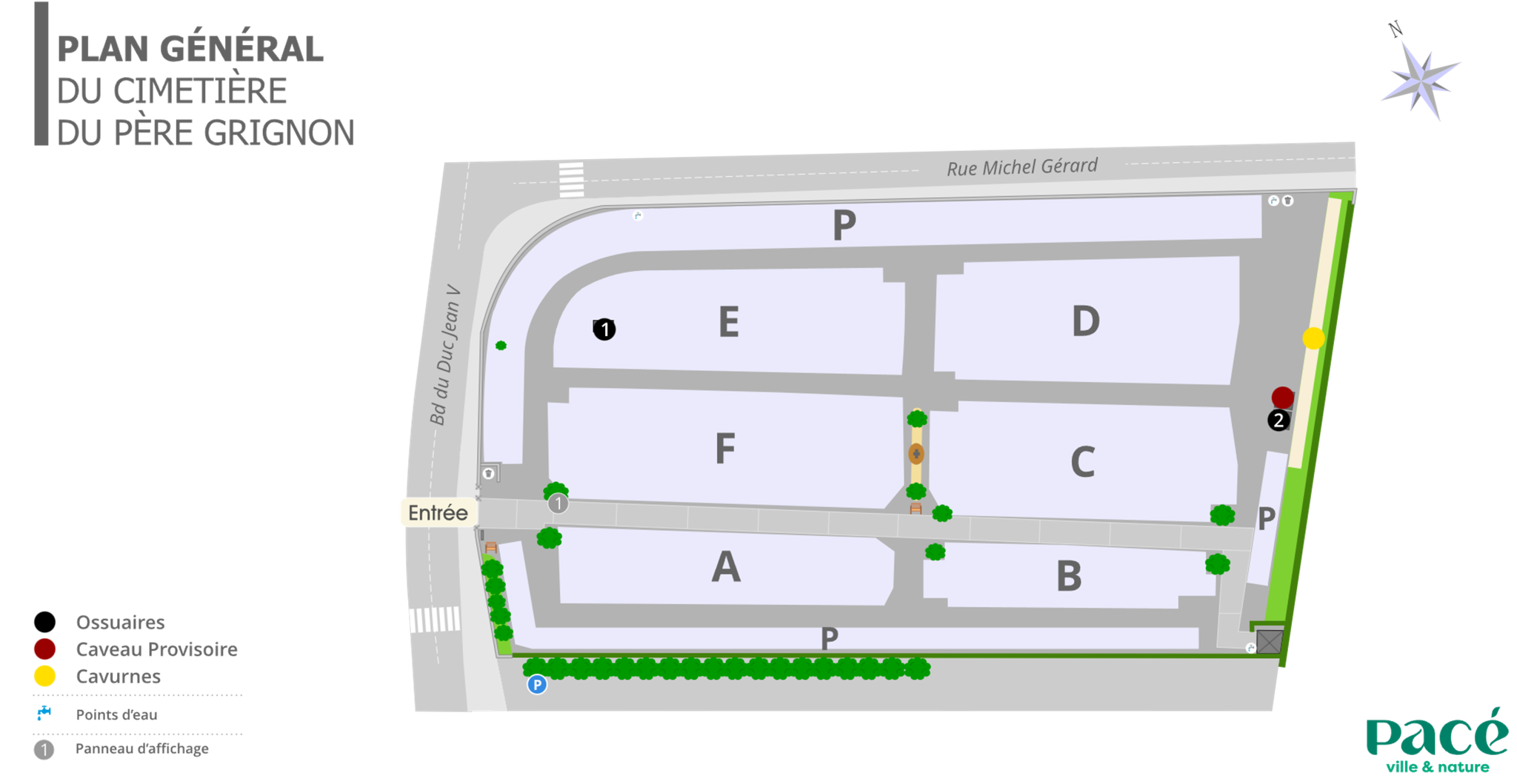 Liste de photographies du cimetière Fiche de présentation de Cimetière du Père Grignon - Informations et services en ligne - Portail funéraire Citoyen de la ville de PACE de la ville de PACE