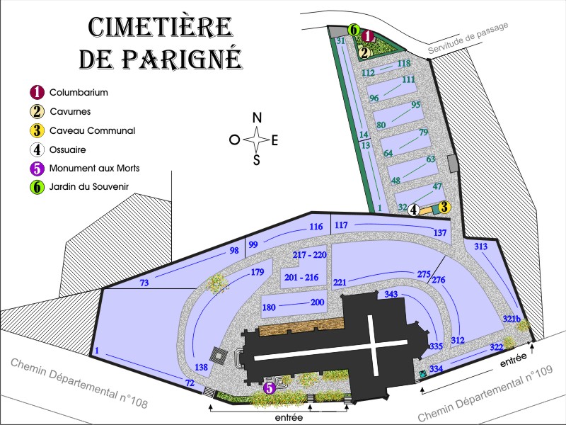 Histoire des cimetières de la commune de PARIGNE, Historique sépultures de la commune de PARIGNE