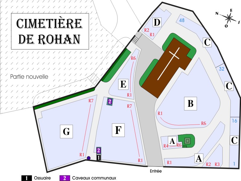 Liste de photographies du cimetière Fiche de présentation de Cimetière de Rohan - Informations et services en ligne - Portail funéraire Citoyen Commune de Rohan Commune de Rohan