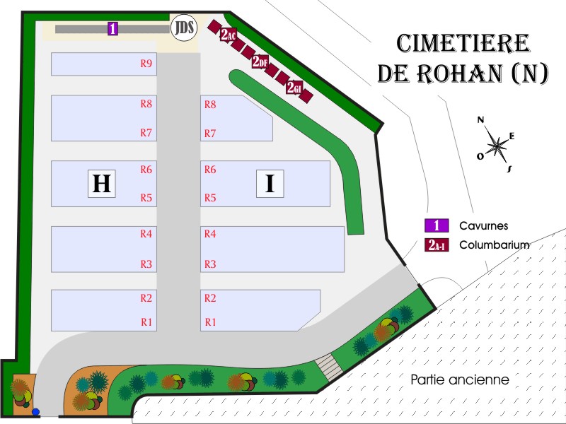 Liste de photographies du cimetière Fiche de présentation de Cimetière de Rohan (N) - Informations et services en ligne - Portail funéraire Citoyen Commune de Rohan Commune de Rohan