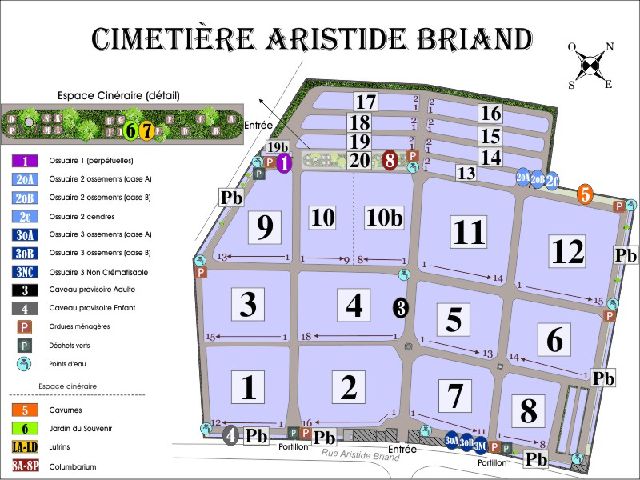 Liste de photographies du cimetière Fiche de présentation de Cimetière Aristide Briand - Informations et services en ligne - Portail funéraire Citoyen Ville de Sablé-sur-Sarthe Ville de Sablé-sur-Sarthe