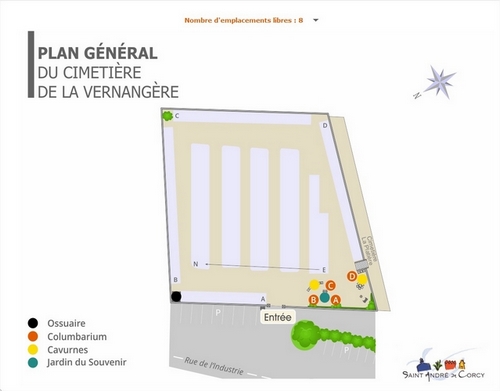 Liste de photographies du cimetière Fiche de présentation de Cimetière La Vernangère - Informations et services en ligne - Portail funéraire Citoyen Commune de Saint-André-de-Corcy Commune de Saint-André-de-Corcy