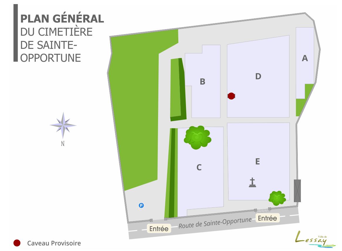 Liste de photographies du cimetière Fiche de présentation de Cimetière de Sainte Opportune - Informations et services en ligne - Portail funéraire Citoyen Ville de Lessay Ville de Lessay