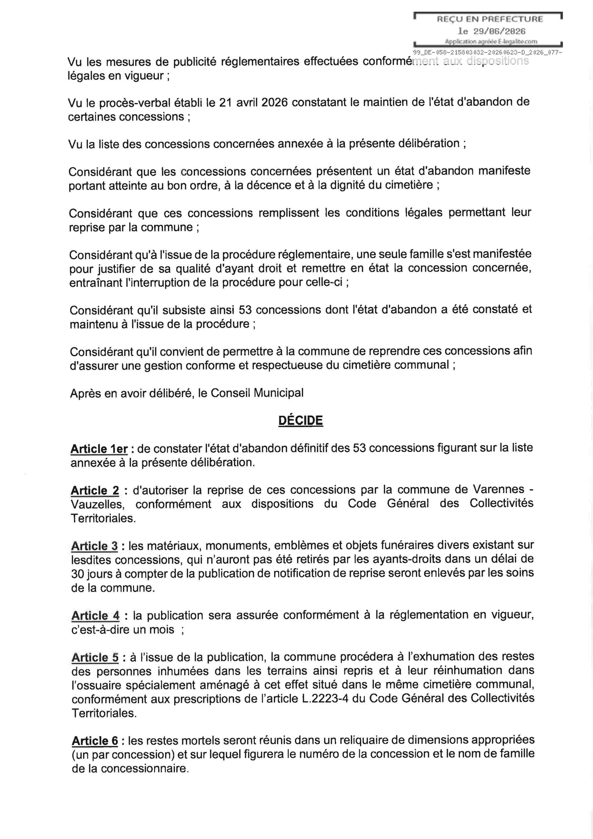 Liste des photographies des actualités du cimetière Commune de Varennes-Vauzelles